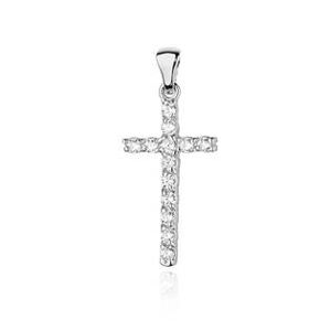 NUBIS® Diamantový přívěšek křížek, bílé zlato a brilianty - K-006-WG