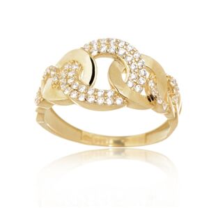 Dámský prsten ze žlutého zlata s čirými zirkony PR0501F + DÁREK ZDARMA