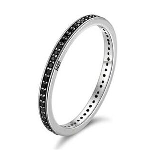 NUBIS® Stříbrný prsten s černými zirkony - velikost 52 - NB-5071-52