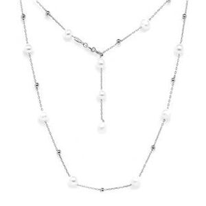 NUBIS® Stříbrný náhrdelník s přírodními perlami - NB-2164