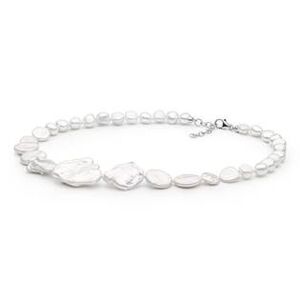 GAURA Stříbrný náhrdelník s plochými nepravidelnými perlami - GA3052