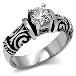 Šperky4U Ocelový prsten se zirkonem - velikost 57 - AL-0108-57