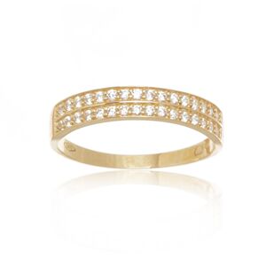 Dámský prsten ze žlutého zlata se zirkony PR0575F + DÁREK ZDARMA