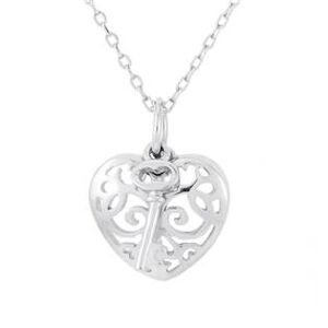 NUBIS® Stříbrný náhrdelník srdce s klíčkem - NB-2199