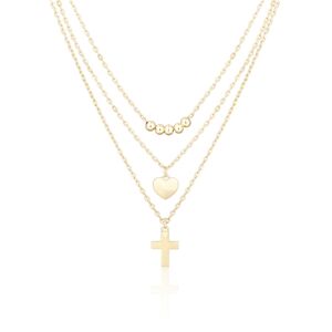 Dámský stříbrný pozlacený náhrdelník s křížkem STNAH0139F