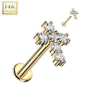 Šperky4U Zlatý piercing do brady - labreta, Au 585/1000 - ZL01249-1208-YG