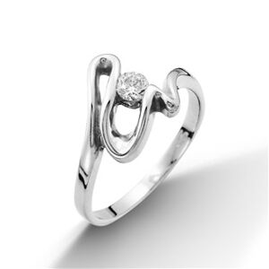 Šperky4U Stříbrný prsten vlnka se zirkonem, vel. 55 - velikost 55 - ZB9664-55