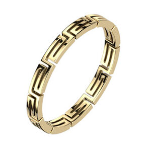 Šperky4U Zlacený ocelový prsten řecký klíč - velikost 55 - OPR1917-55