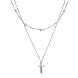 Šperky4U Dvojitý stříbrný náhrdelník - křížek - ZB87081