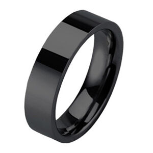 NUBIS® Černý prsten wolfram, šíře 6 mm, vel. 61 - velikost 61 - NWF1039-61