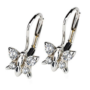 Šperky4U Dívčí stříbrné závěšné náušnice - motýlci - ZB3804-1