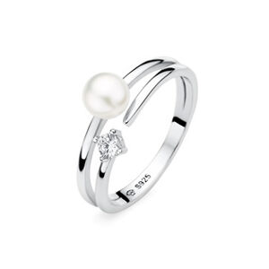 GAURA Stříbrný prsten s perlou a zirkonem - velikost 56 - GA4016W-56