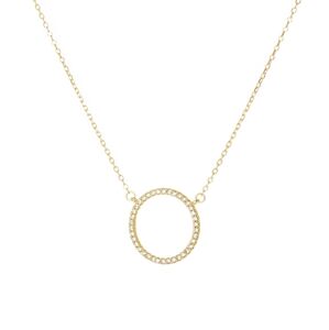 Dámský stříbrný pozlacený náhrdelník s čirými zirkony SVLN0043XH2GO45