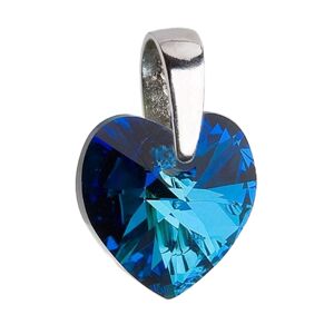Stříbrný přívěsek s krystaly Swarovski modré srdce 34003.5 bermuda blue