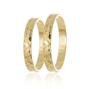 Snubní prsteny ze žlutého zlata ryté SNUB0135 + DÁREK ZDARMA