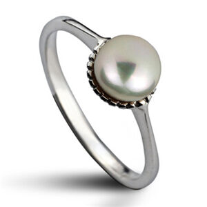Šperky4U Stříbrný prsten přírodní perla 5,5 mm, vel. 51 - velikost 51 - CS2104-51