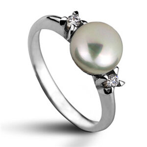 Šperky4U Stříbrný prsten s bílou perlou 7,5 mm, vel. 49 - velikost 49 - CS2100-49