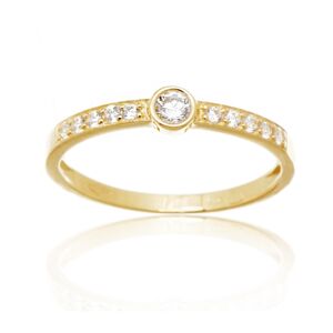 Dámský prsten ze žlutého zlata s čirými zirkony PR0690F + DÁREK ZDARMA