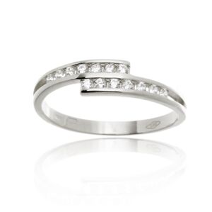 Dámský prsten z bílého zlata se zirkony PR0698F + DÁREK ZDARMA