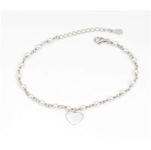 Dámský stříbrný perlový náramek se srdíčkem 17-20 cm STNA0751F
