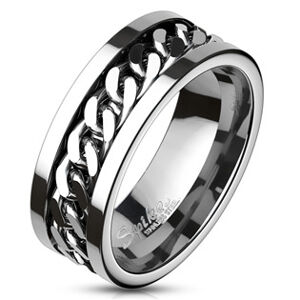 Šperky4U Pánský ocelový prsten řetěz - velikost 65 - OPR0144-65