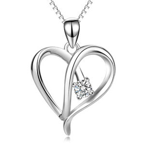 Šperky4U Stříbrný náhrdelník srdce se zirkonem - ZB87343