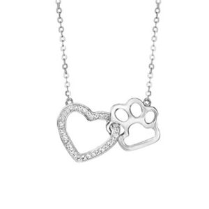 Šperky4U Stříbrný náhrdelník srdce a tlapička - ZB87005