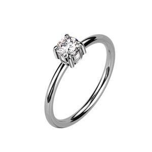 Šperky4U Ocelový prsten se zirkonem - velikost 60 - OPR1936-60