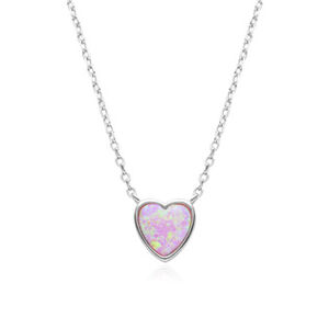NUBIS® Stříbrný náhrdelník srdce s opálem - NB934-OP17