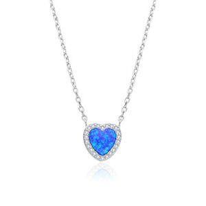 NUBIS® Stříbrný náhrdelník srdce s opálem - NB935-OP05