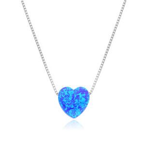 NUBIS® Stříbrný náhrdelník srdce s opálem - NB939-OP05