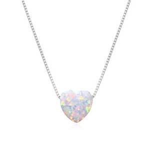 NUBIS® Stříbrný náhrdelník srdce s opálem - NB939-OP17