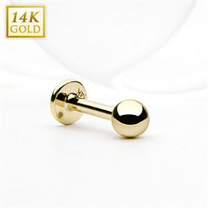Šperky4U Zlatý piercing do brady - labreta 1,6x10 mm, Au 585/1000 - ZL01101-16103-YG