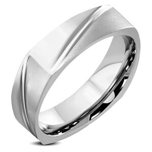 Šperky4U Hranatý ocelový prsten, šíře 3 mm, vel. 55 - velikost 55 - OPR1828-7-55