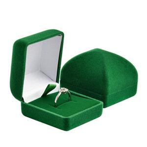 Šperky4U Zelená semišová dárková krabička na prsten - KR0017-GR