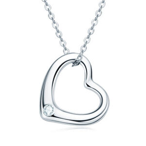 NUBIS® Stříbrný náhrdelník srdce s moissanitem - MN415