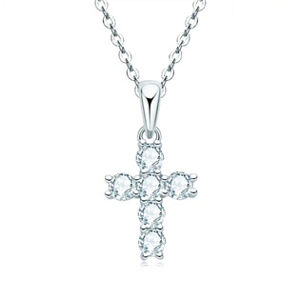 NUBIS® Stříbrný náhrdelník křížek s moissanity - MN406