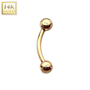Šperky4U Zlatý piercing do obočí - kuličky, Au 585/1000 - ZL01107-1208-YG