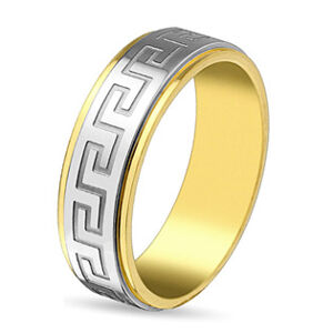 Šperky4U Dámský prsten s řeckým dekorem, šíře 6 mm, vel. 57 - velikost 57 - OPR0011-6-57