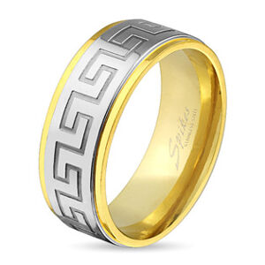 Šperky4U Pánský prsten s řeckým dekorem, šíře 8 mm, vel. 60 - velikost 60 - OPR0011-8-60