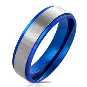 Šperky4U Modrý ocelový prsten matný, vel. 55 - velikost 55 - OPR0075-6-55