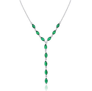 Šperky4U Stříbrný náhrdelník se zelenými zirkony - NB-2378