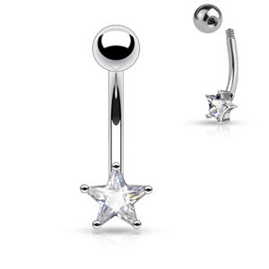 Šperky4U Piercing do obočí - hvězda, čirá barva - OB01044-C