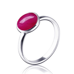 NUBIS® Stříbrný prsten s tmavě růžovým kamenem - velikost 49 - NBP84-49