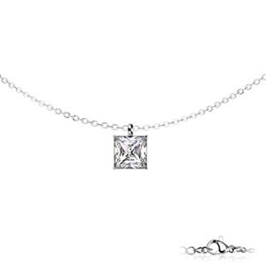 Šperky4U Ocelový náhrdelník se čtvercovým zirkonem - OPD0344-ST