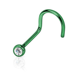 Šperky4U Zahnutý piercing do nosu zelený - N01151-G