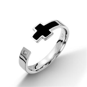 NUBIS® Stříbrný prsten černý kříž - velikost 56 - NB-5022-56
