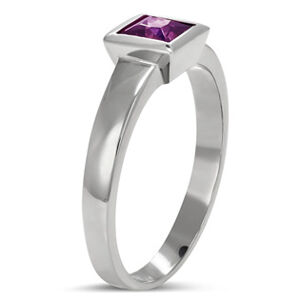 Šperky4U Ocelový prsten s fialovým zirkonem, vel. 52 - velikost 52 - OPR1620-52
