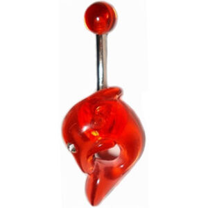 Šperky4U Piercing do pupíku - delfín, červená barva - BA01032-R