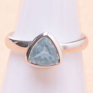 Akvamarín broušený prsten stříbro Ag 925 R1846 - 54 mm (US 7), 3,4 g
